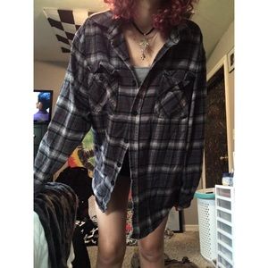 Grey and red flannel